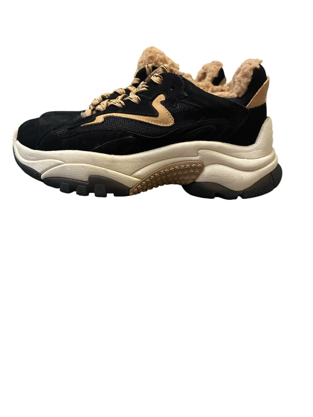 ASH Addict Fur Black Chunky Sneakers Size 38
